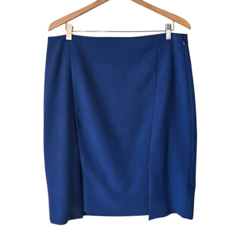 White House Black Market Steel Blue‎ Pencil Skirt Size 14 Modern Career Chic